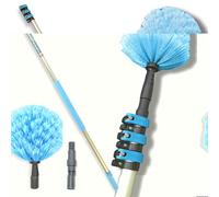 IGAD 12-Foot High Reach Cobweb Duster Kit With 5-12Ft Extension Pole, Dewebber Brush, Indoor And Outdoor Extendable Spider Web Cleaning