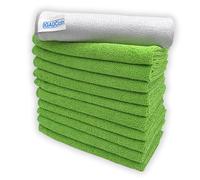 IGAD IGADCloth 10 Green Microfibre Cleaning Cloths 40x40cm + 1 free glass cloth, Durable Cleaning Cloths for a Pristine Clean, Ideal Microfiber Cloth for all Surfaces