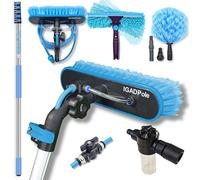 IGAD Pole 20ft Washing Kit: Water-fed Brush, Cobweb Duster and 10”(25cm) Squeegee and Soap Dispenser, with 5-Stage Telescoping Pole 5-20ft(6m) Pole