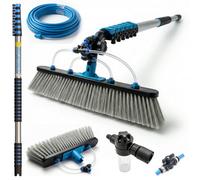 IGAD Solar Panel And Window Cleaning Kit With 18Ft Extendable Pole, 2 Water Fed Brushes, 33Ft Hose, Blue, 16 Inches, Nylon, Aluminum