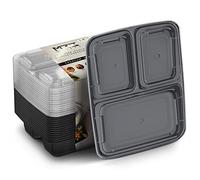 iGADGET London (14 Pack) 3 Compartment BPA Free Meal Prep Containers - with Sauce/Dressing Tubs - Food Boxes, portion control, Stackable Lunch Box. Microwavable and Dishwasher Safe (3 Compartment)
