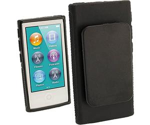 iGadgitz Black 'Clip'n'Go' Durable Crystal Gel Skin (TPU) Case Cover for Apple iPod Nano 7th Generation 7G 16GB with Integrated Sports Clip + Screen Protector