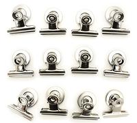 igadgitz home U6841 Fridge Magnet Clips (12 Clips per Pack) Magnetic Bulldog Clips for Memos, Photos, Coupons, Tickets, Artwork, Reminders, Recipes - Home, Kitchen, Office or Classroom - Silver