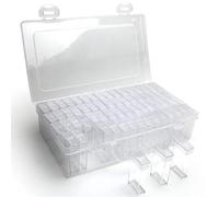 iGadgitz Home U7114 - 64 Container Diamond Painting Storage Box, Embroidery Bead Organiser Box - Clear