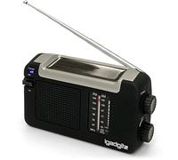 iGadgitz Xtra U4457 Wind Up, Solar & USB Rechargeable Portable AM/FM Radio - Black