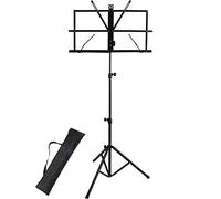 iGadgitz Xtra U6984 Metal Portable Sheet Music Stand Folding Music Holder with Carry Bag - Black