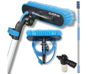 IGADPole 5m washing brush with hose & 3 section telescopic pole for cleaning