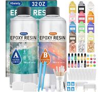 IGaiety Epoxy Resin 32OZ Crystal Clear Resin Kit Self-Leveling & Bubble-Free Epoxy Resin Kit for Beginner Not Yellowing Resin for Coating, Casting,DIY DIY Jewelry Making Art Crafts