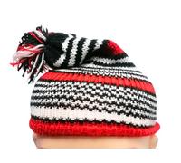 Igbo Traditional Cap Ohafia Dance Stripped Woven Hat Knitted Wool Cap White and Black Nigeria Cap African Cultural Festival (Wool, Red/White - Medium 42cm)