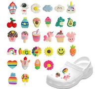 IGEAIIE 30PCS Colourful Shoe Charms, Waterproof PVC Croc Charms, Cute Shoe Decorations Compatible for Crocs, Fun DIY Decorations Charm for Kids Girls Boys Birthday Party