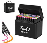 IGEAIIE 60 Colored Marker Set, Dual Tip Alcohol Markers for Drawing, Sketching, Manga, Anime, and Calligraphy, Art Pens for Adults and Kids, Colouring Supplies with Carrying Case and Storage Stand