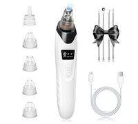 IGEAIIE Blackhead Remover Vacuum with 3 Suction Power Modes Blackhead Remover Tool with 5 Suction Heads & Acne Needle Kit, Pore Vacuum Cleaner for Face Blackhead Extractor Whitehead Remover (Black)