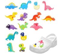 IGEAIIE Shoe Charms for Croc, 18PCS Glow in the Dark Dinosaur Shoe Charms for Clogs Sandals Bracelets, Waterproof PVC Shoe Decorations for Kids Boys Girls, Party Favors Gifts Accessories