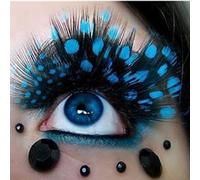 IGEMY Women Fancy Soft Long Feather False Eyelashes Eye Lashes Makeup Party Club (Sky Blue)
