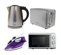 Igenix 1.7L 2200W Fast Boil Kettle, 750W 2-Slice Toaster, 20L 800W Microwave Oven and 1600W Steam Iron , Stainless Steel