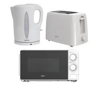 Igenix 1.7L Kettle, 2 Slice Toaster & Microwave Set, White