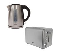Igenix 1.7L 2200W Electric Kettle + 750W 2-Slice Toaster, Stainless Steel