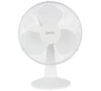 Igenix DF1610 16” Portable Desk Fan - 50W, 3 Speed Settings, Quiet Oscillating Airflow with Adjustable Tilt - Ideal for Home, Office or Bedside - White