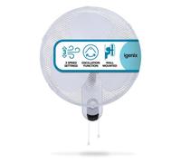 Igenix 16" Wall Mounted Fan 3 Speed Oscillating Quiet Air Cooling White