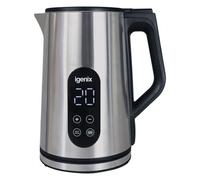 Igenix 3000W Jug Kettle, 4 Hour Keep Warm Function, Temperature Set, Auto Shut Off, Boil-Dry Protection, 360° Cordless Base, Stainless Steel, IGK01550SS (1.5L Digital)
