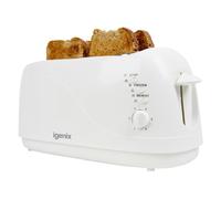 Igenix IG3020 4 Slice Toaster in White, 2 Long Slots with Adjustable Browning Control, Removable Crumb Tray for Easy Cleaning, Frozen and Reheat Function, White