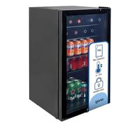 Igenix 98L Under Counter Drinks Fridge, Glass Door, Black | Glass Door Refrigerator with Lock, 0-10°C, Compact Beverage Cooler, Reversible Door