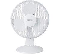 Igenix DF1210 12” Portable Desk Fan - 3 Speed Settings, Quiet Oscillating Airflow, Compact Desktop or Bedside Cooling - Ideal for Home & Office - White