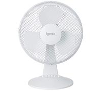 Igenix DF1210 Portable Desk Fan, 12 Inch, 40 Watt, 3 Speed Settings, Quiet Operation, Oscillating, Desktop/Bedside Fan, Ideal for Home and Office, White