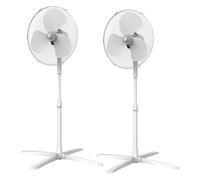 Igenix DF1655 Pedestal Oscillating 3-Speed Fan with Mesh Safety Grill, 16-Inch, 40 W, White, (Pack of 2)