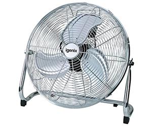 Igenix DF1800 18" High Velocity Floor Standing Fan - Powerful Air Circulator with 3 Speed Settings, Adjustable Tilt Head, Free Standing Fan for Gym, Home, Garage & Office, Chrome