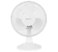 Igenix DF9010 Portable Desk Fan, 9 Inch, 30 Watt Power, 2 Speed, Quiet Operation, Oscillating, Desktop/Bedside Fan, Ideal for Home and Office, Mesh Safety Grill, White