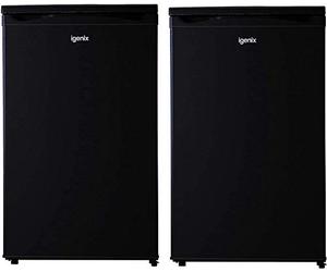 Igenix Freestanding Under Counter Larder Fridge & Freezer Set, Reversible Doors, 55 cm Wide, Black, 136 liters
