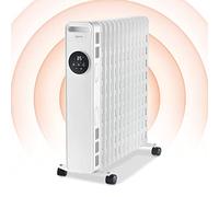 Igenix IG2626 Digital Oil Filled Radiator, White, 2.5kW/2500W | 13 Fin Electric Heater, Remote Control, 3 Adjustable Heat Settings, Overheat Protection
