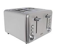 Igenix IG3204 4 Slice Toaster, Deep Slots with Adjustable Browning Control, Slide Out Crumb Tray for Easy Cleaning, Defrost and Reheat Function, Stainless Steel