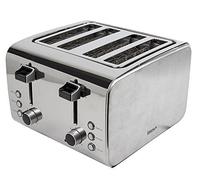 4 Slice Toaster, Adjustable Browning , Defrost, Stainless Steel, Igenix IG3204