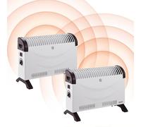 Igenix IG5200/2PACK Portable Electric Low Energy Convector Heater with Adjustable Thermostat, Freestanding Radiator Ideal for Home or Office, 2000 Watt, White, Pack of 2