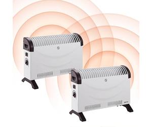 Igenix IG5250/2PACK Portable Electric Low Energy Convector Heater with Adjustable Thermostat and 24 Hour Timer, Freestanding, Ideal for Home or Office, 2000 W, White, Pack of 2