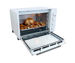 Igenix IG7161 Countertop Mini Oven, 60 Litre, 2500 Watt, Fan Assisted Electric Cooker & Grill, Ideal for Roasting, Baking, Grilling & Reheating, Internal Light, White