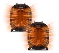 Igenix IG9022 Portable Electric Fan Heater with 2 Heat Settings & Cool Fan Setting, Tip Over Safety Protection, Ideal for Small Rooms, Caravans, Sheds & Garages, Black, Pack of 2