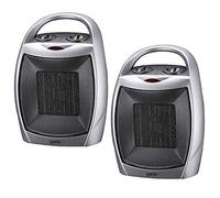 Igenix IG9030/2PACK Portable Ceramic Electric Low Energy Heater with 2 Heat Cool Fan Setting, Tip Over Safety Protection, Ideal for Small Rooms, Caravans and Garages, 1800 W, Silver, Pack of 2