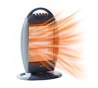 Igenix IG9514 Portable Upright 3 Bar Halogen Electric Heater, 1200 W, Grey | Low Energy, Wide Oscillation Function, 3 Heat Settings, Safety Tip Over Switch, Ideal for Caravans and Garages