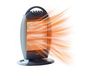 Igenix IG9514 Portable Upright 3 Bar Halogen Electric Heater, 1200 W, Grey | Low Energy, Wide Oscillation Function, 3 Heat Settings, Safety Tip Over Switch, Ideal for Caravans and Garages