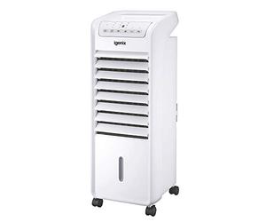 Igenix IG9703 Portable Air Cooler with Remote Control and LED Display, 3 Fan Speeds with Oscillation Function, 7 Hour Timer and 6 Litre Water Tank for Home or Office Use, White