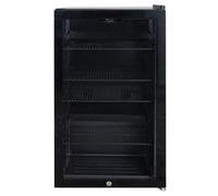 Igenix 98L Under Counter Drinks Fridge, Glass Door Refrigerator with Lock, 0-10°C, Compact Beverage Cooler, Reversible Door, IGBF098UCB, Black
