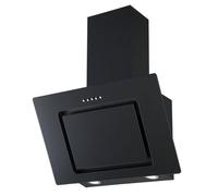 Igenix IGCH06377B 60cm Angled Chimney Cooker Hood, 54W, Energy Rating A, 355 m³/h Extraction, 3 Speeds, LED Light, Wall Mounted Kitchen Extractor Fan, Black