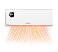 Igenix IGHW020TDW Over Door Downflow Fan Heater, 2000W, White | Wall Mounted, Oscillating Air Curtain with Heater & Cool Air Function, 24 Hour Timer, LED Display & Remote Control