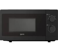 Igenix 20L 800W Black Manual Microwave - 5 Power Levels, Defrost Setting, 35-Min Timer, Push Button Door, 255mm Turntable - IGMS08080B