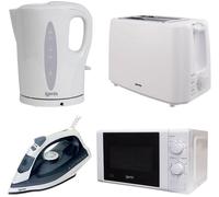 IGENIX IGPK31 Solo Microwave, Jug Kettle, 2-Slice Toaster & Iron Bundle - White, White