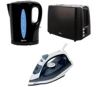 IGENIX IGPK33 2-Slice Toaster, Kettle & Iron Bundle - Black, Black
