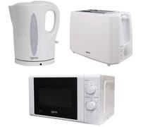 IGENIX IGPK34 2-slice Toaster, Jug Kettle & Solo Microwave Bundle - White, White